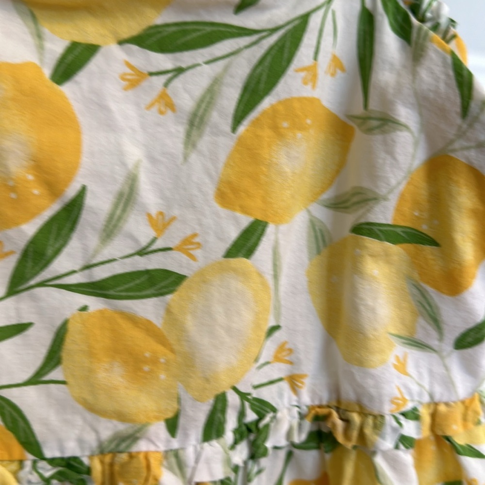 Girls size 7 boutique lemon print cotton dress - Picture 2 of 3